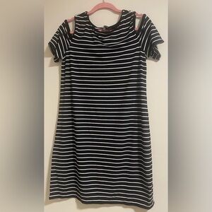 White House Black Market Monochrome Striped Top